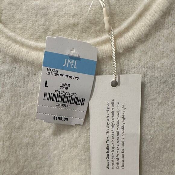 J. McLaughlin Marais Wool & Alpaca Blend Crew Neck Cream Sweater Size L NWT - Picture 5 of 7